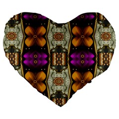 Contemplative Floral And Pearls  Large 19  Premium Heart Shape Cushions by pepitasart