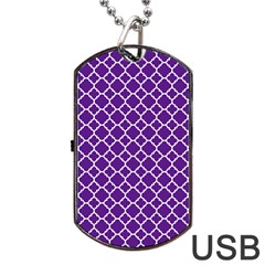 Royal Purple Quatrefoil Pattern Dog Tag Usb Flash (one Side) by Zandiepants