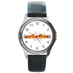 Barcelona City Art Round Metal Watch Front