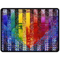 Conundrum I, Abstract Rainbow Woman Goddess  Double Sided Fleece Blanket (large)  by DianeClancy
