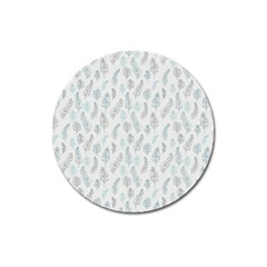 Whimsical Feather Pattern Dusk Blue Magnet 3  (round) by Zandiepants