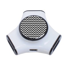 Black & White Zigzag Pattern 3-port Usb Hub by Zandiepants