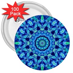 Blue Sea Jewel Mandala 3  Button (100 Pack) by Zandiepants