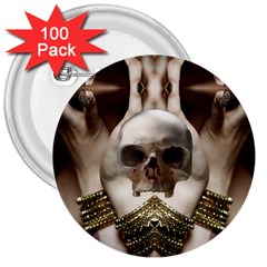 Skull Magic 3  Buttons (100 Pack)  by icarusismartdesigns