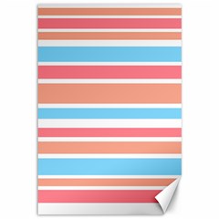 Orange Blue Stripes Canvas 12  X 18   by BrightVibesDesign