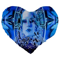 Clockwork Blue Large 19  Premium Heart Shape Cushions by icarusismartdesigns