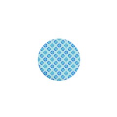 Pastel Turquoise Blue Retro Circles 1  Mini Buttons by BrightVibesDesign