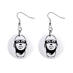 Baldhead Hero Comic Illustration Mini Button Earrings by dflcprints