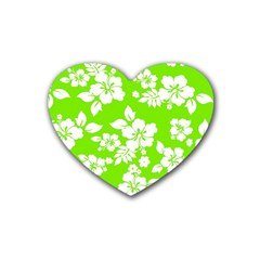 Lime Hawaiian Rubber Coaster (heart)  by AlohaStore