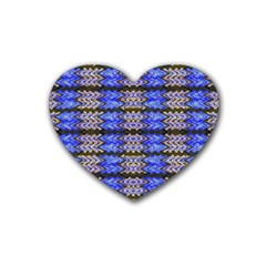 Pattern Tile Blue White Green Heart Coaster (4 Pack)  by BrightVibesDesign