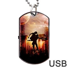 Dancing In The Night With Moon Nd Stars Dog Tag Usb Flash (two Sides)  by FantasyWorld7