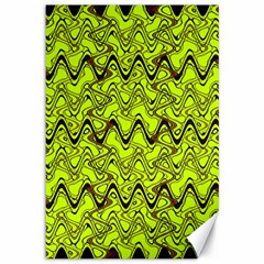 Yellow Wavey Squiggles Canvas 12  X 18   by BrightVibesDesign