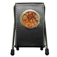 Rusted Metal Surface Pen Holder Desk Clocks by igorsin