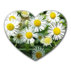 White Summer Flowers Watercolor Painting Art Heart Mousepads by picsaspassion