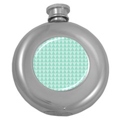 Mint Color Triangle Pattern Round Hip Flask (5 Oz) by picsaspassion