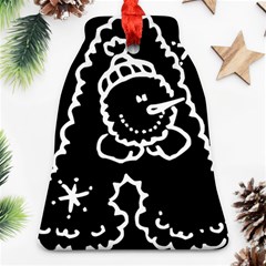 Funny Snowball Doodle Black White Ornament (bell)  by yoursparklingshop