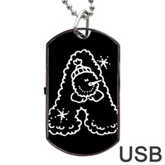 Funny Snowball Doodle Black White Dog Tag Usb Flash (one Side) by yoursparklingshop