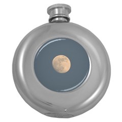 The Moon And Blue Sky Round Hip Flask (5 Oz) by picsaspassion