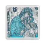 Mother Mary And Infant Jesus Christ  Blue Portrait Old Vintage Drawing Memory Card Reader (Square)  Front