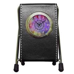 Flower Of Life Indian Ornaments Mandala Universe Pen Holder Desk Clocks by EDDArt