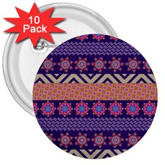Colorful Winter Pattern 3  Buttons (10 Pack)  by DanaeStudio