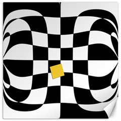 Dropout Yellow Black And White Distorted Check Canvas 12  X 12   by designworld65
