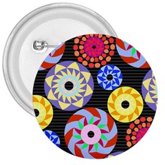 Colorful Retro Circular Pattern 3  Buttons by DanaeStudio