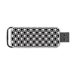 Modern Dots In Squares Mosaic Black White Portable Usb Flash (one Side) by EDDArt