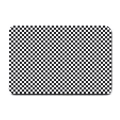 Sports Racing Chess Squares Black White Small Doormat  by EDDArt