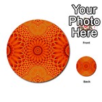 Lotus Fractal Flower Orange Yellow Multi-purpose Cards (Round)  Back 35