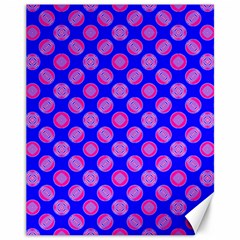 Bright Mod Pink Circles On Blue Canvas 11  X 14   by BrightVibesDesign