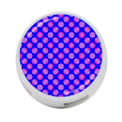 Bright Mod Pink Circles On Blue 4-port Usb Hub (two Sides)  by BrightVibesDesign