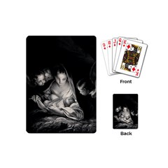Nativity Scene Birth Of Jesus With Virgin Mary And Angels Black And White Litograph Playing Cards (mini)  by yoursparklingshop