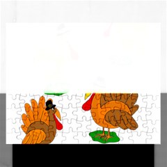 Thanksgiving Turkeys Rectangular Jigsaw Puzzl by Valentinaart