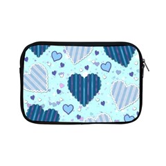 Light And Dark Blue Hearts Apple Ipad Mini Zipper Cases by LovelyDesigns4U