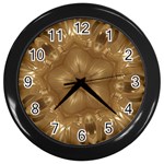 Elegant Gold Brown Kaleidoscope Star Wall Clocks (Black) Front