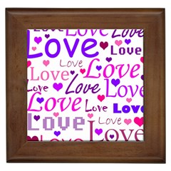 Love Pattern Framed Tiles by Valentinaart