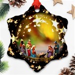 Christmas Crib Virgin Mary Joseph Jesus Christ Three Kings Baby Infant Jesus 4000 Snowflake Ornament (2-Side) Back