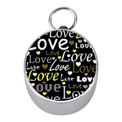 Yellow Love Pattern Mini Silver Compasses by Valentinaart