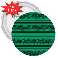 Green Barbwire 3  Buttons (10 Pack)  by Valentinaart