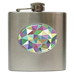 Colorful Triangles, Pencil Drawing Art Hip Flask (6 Oz) by picsaspassion