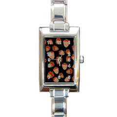 Chocolate Strawberries Pattern Rectangle Italian Charm Watch by Valentinaart