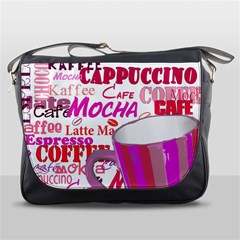 Coffee Cup Lettering Coffee Cup Messenger Bags by Amaryn4rt
