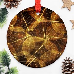 Leaves Autumn Texture Brown Ornament (round)  by Amaryn4rt
