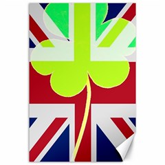 Irish British Shamrock United Kingdom Ireland Funny St  Patrick Flag Canvas 24  X 36  by yoursparklingshop