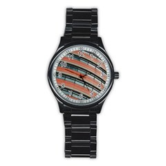 Architecture Building Glass Pattern Stainless Steel Round Watch by Amaryn4rt