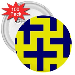 Pattern Blue Yellow Crosses Plus Style Bright 3  Buttons (100 Pack)  by Nexatart