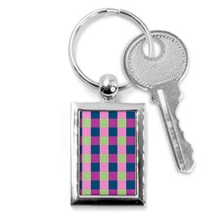 Pink Teal Lime Orchid Pattern Key Chains (rectangle)  by Nexatart