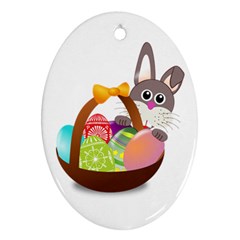 Easter Bunny Eggs Nest Basket Ornament (oval) by Nexatart