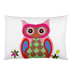 Owl Colorful Patchwork Art Pillow Case by Nexatart